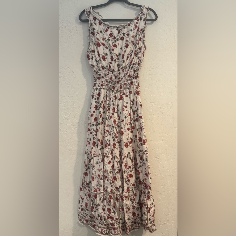 Max Studio White Cream Tiered Ruffled Sundress